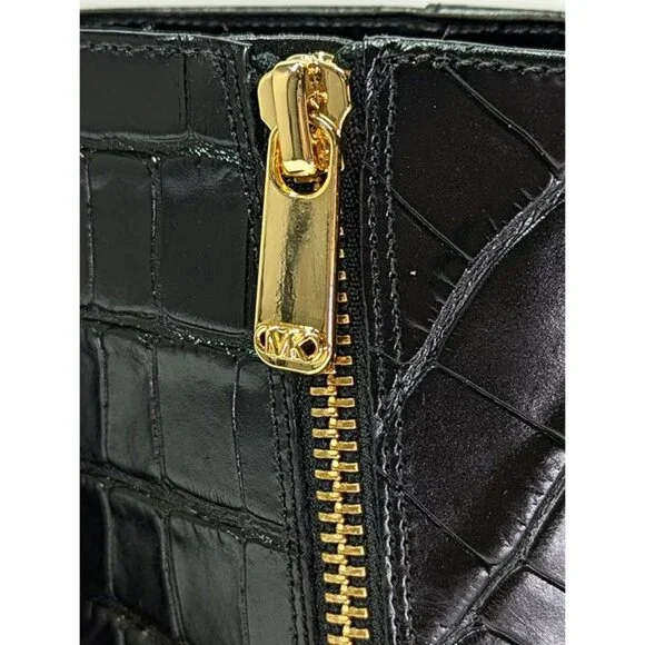 Michael Kors Black Croc-Embossed Heeled Boots - Picture 10 of 12